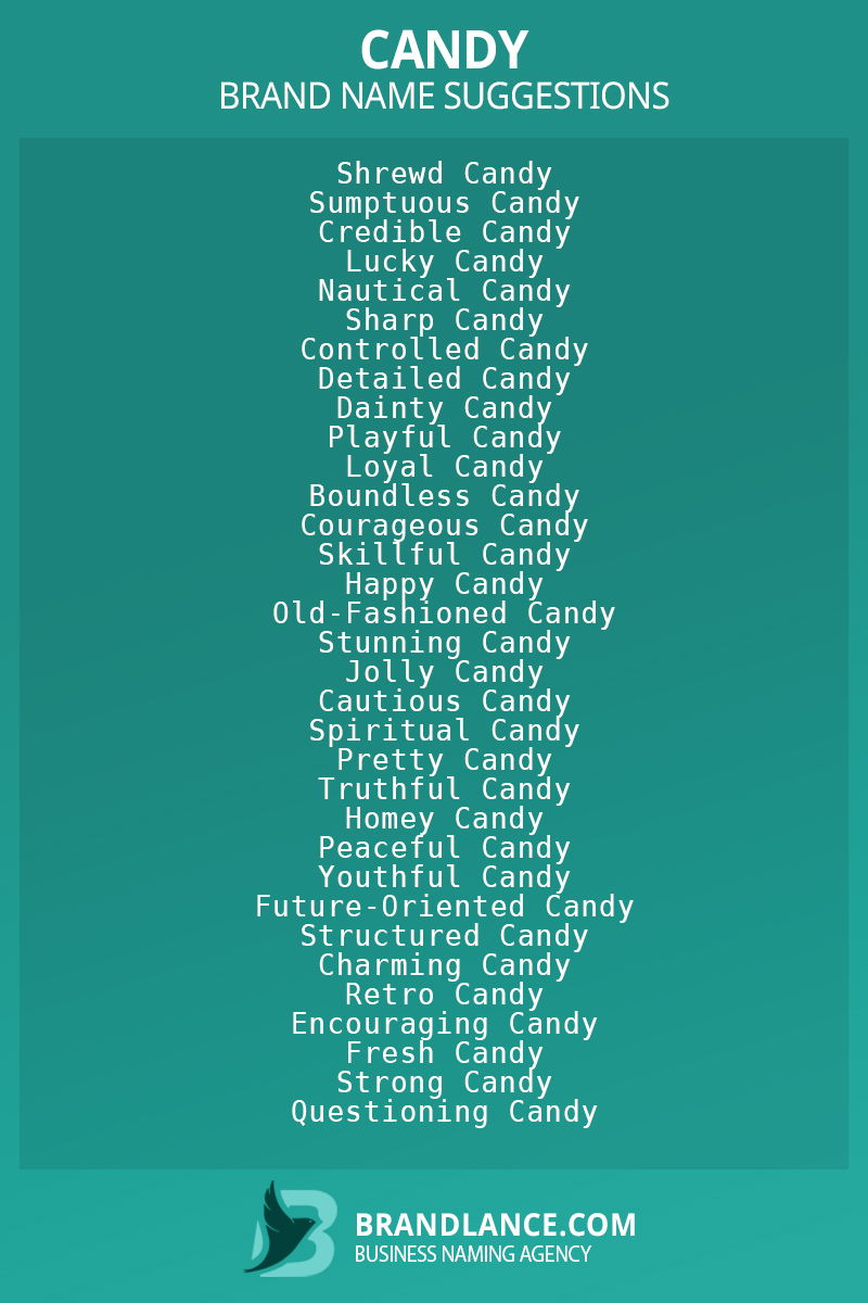 List of brand name ideas for newCandycompanies