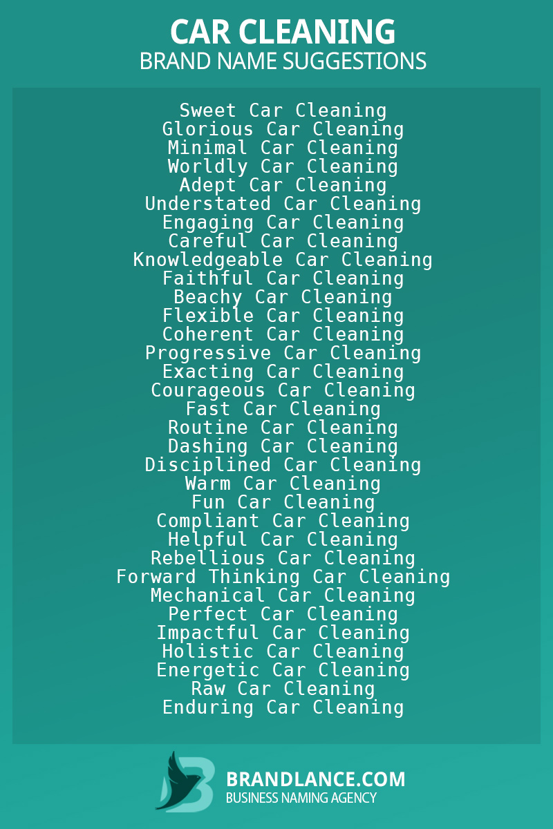 List of brand name ideas for newCar cleaningcompanies