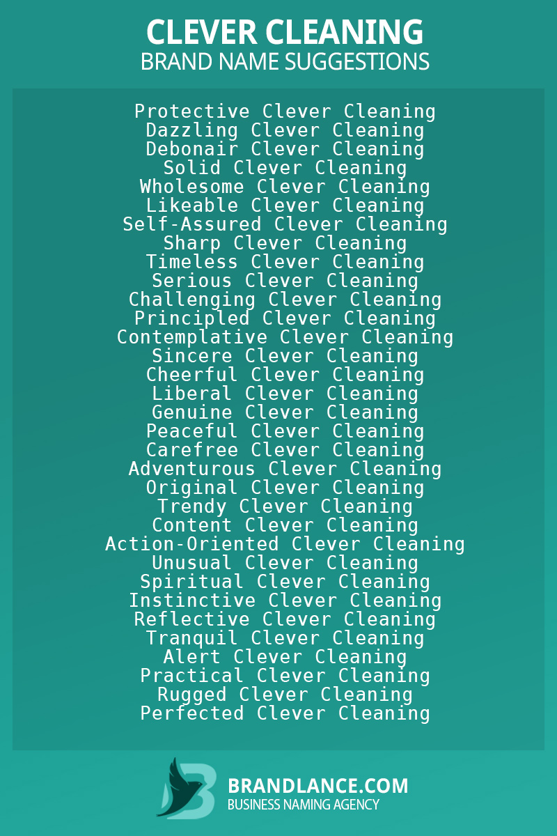 List of brand name ideas for newClever cleaningcompanies