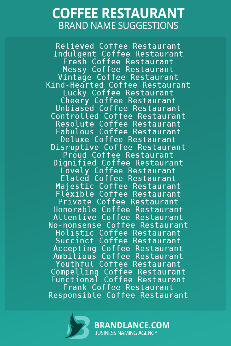 List of brand name ideas for newCoffee restaurantcompanies