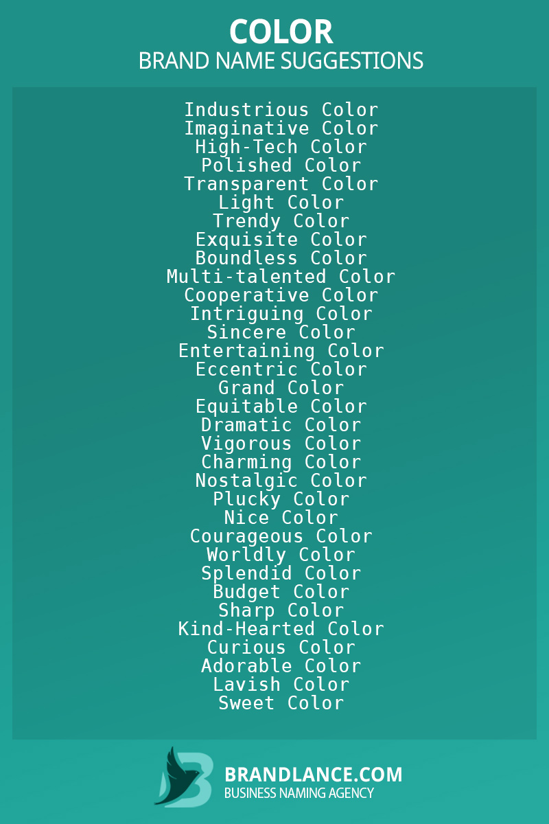 List of brand name ideas for newColorcompanies