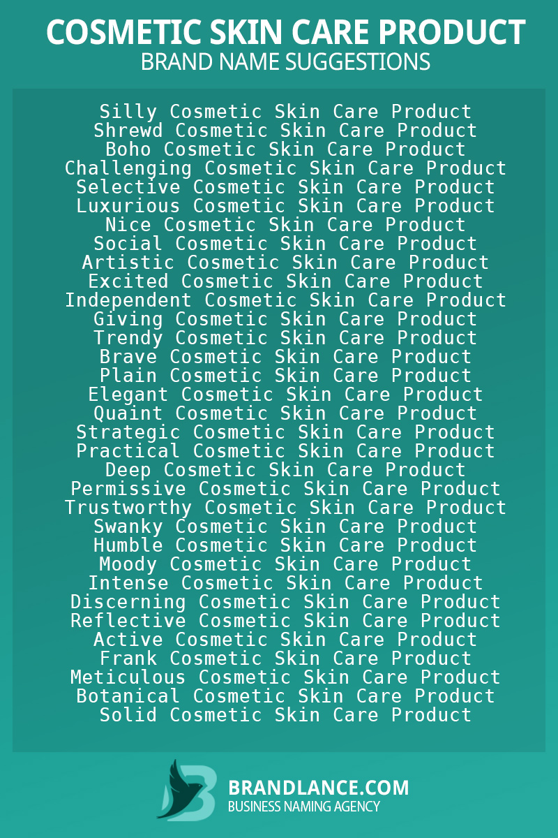 List of brand name ideas for newCosmetic skin care productcompanies