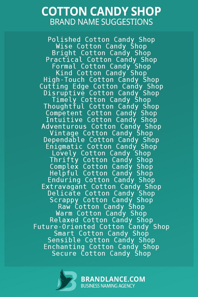 List of brand name ideas for newCotton candy shopcompanies