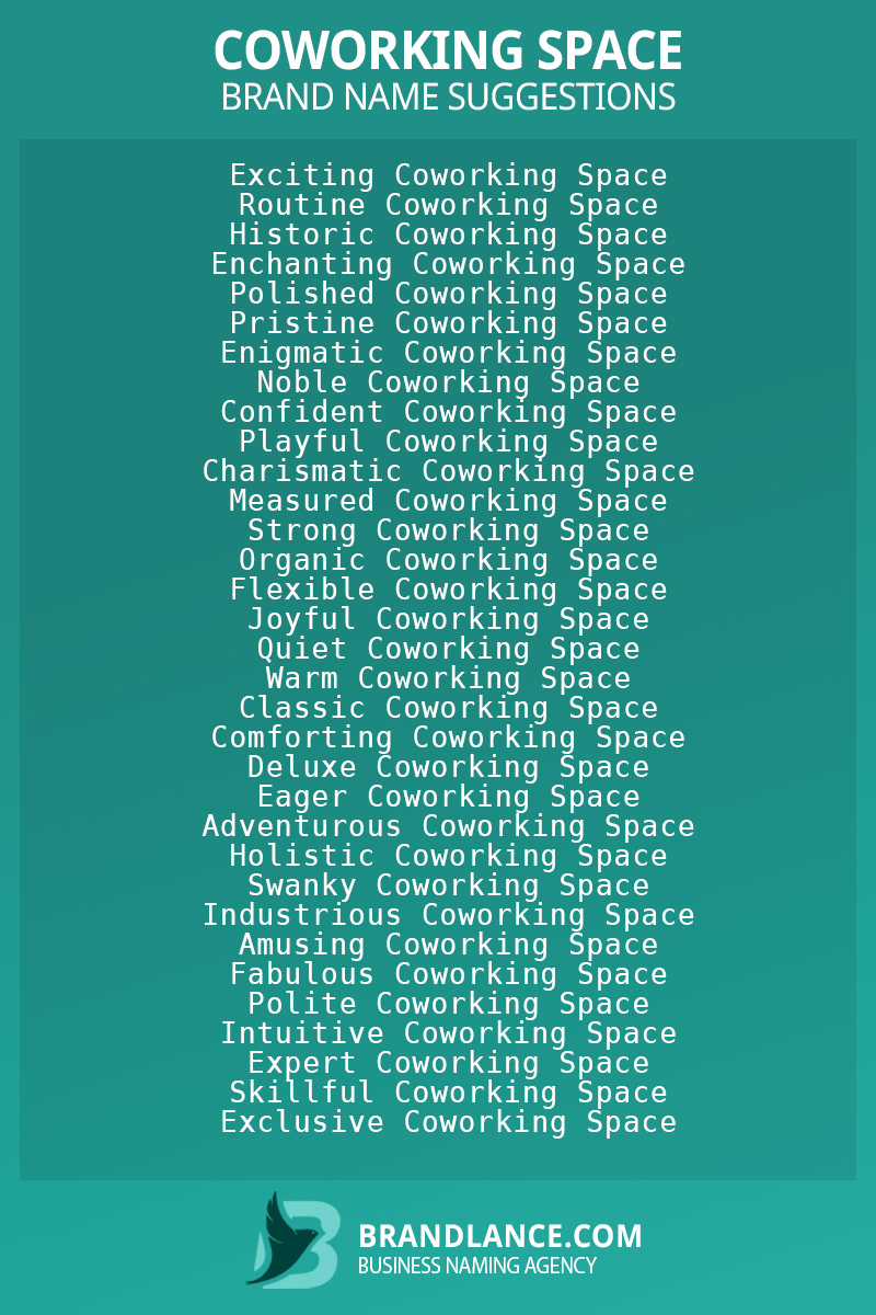 List of brand name ideas for newCoworking spacecompanies