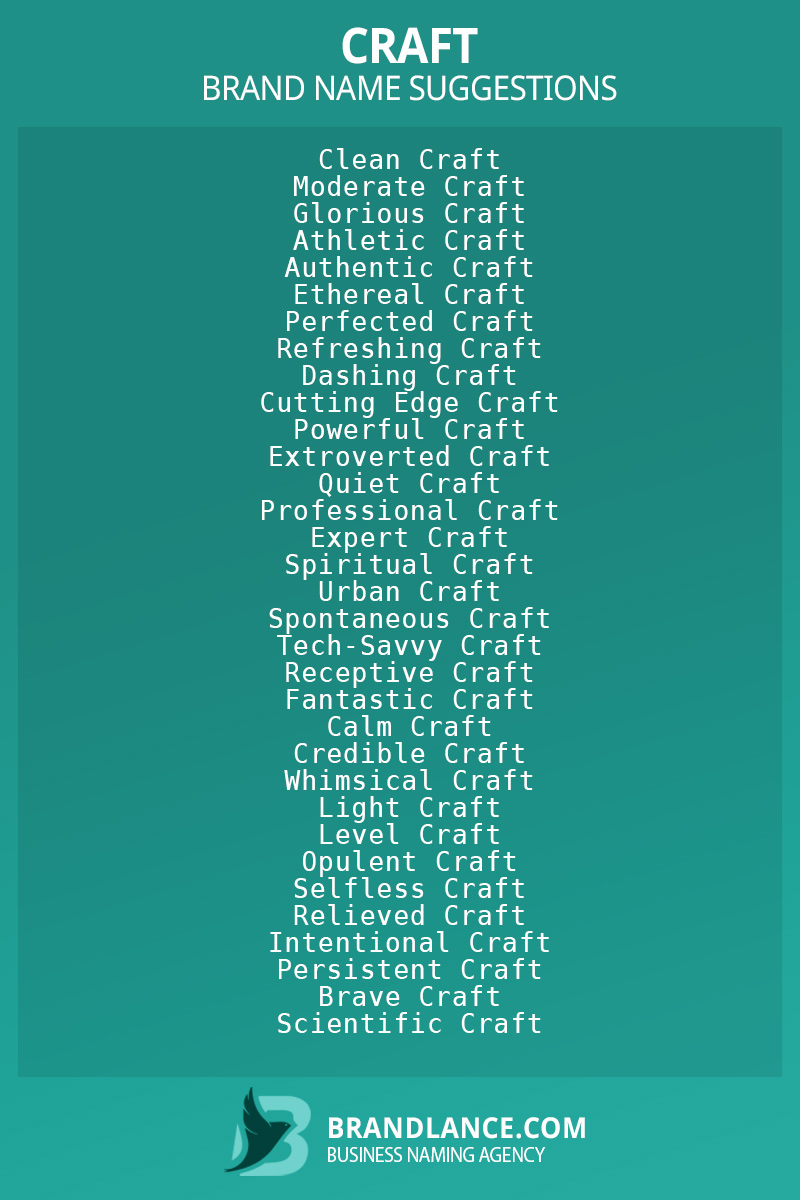 List of brand name ideas for newCraftcompanies