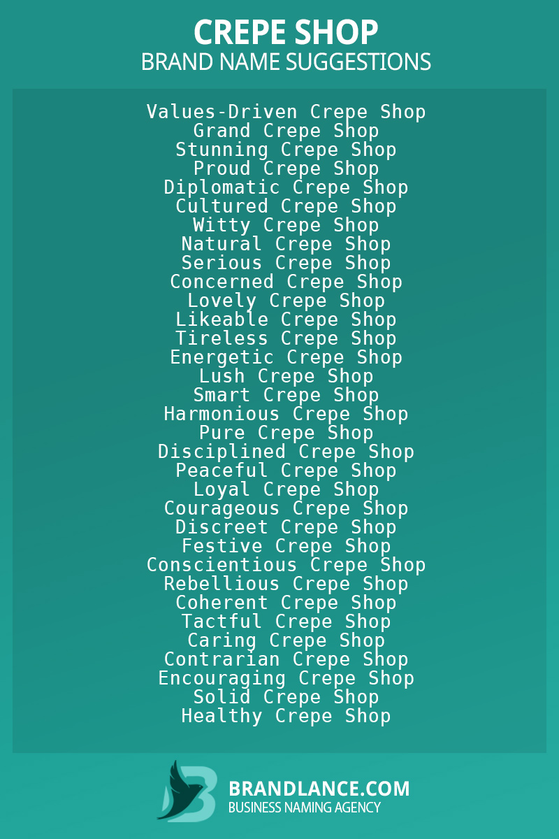 List of brand name ideas for newCrepe shopcompanies