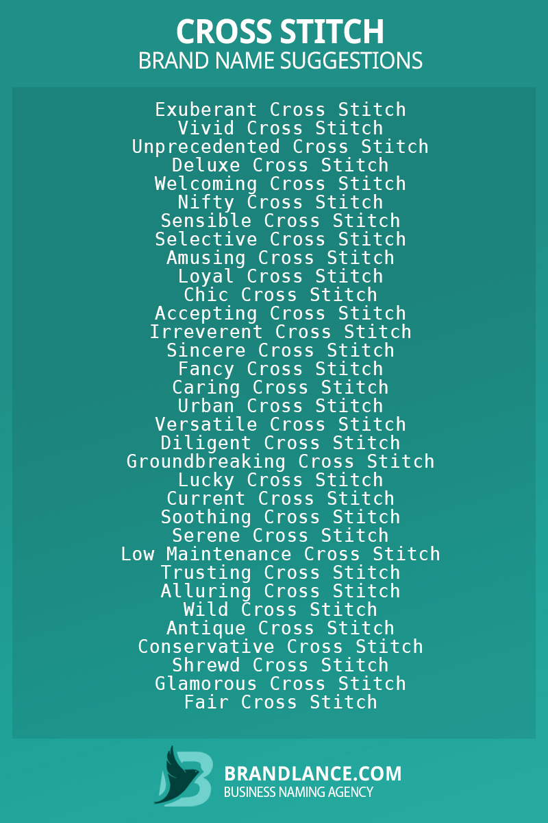 List of brand name ideas for newCross stitchcompanies