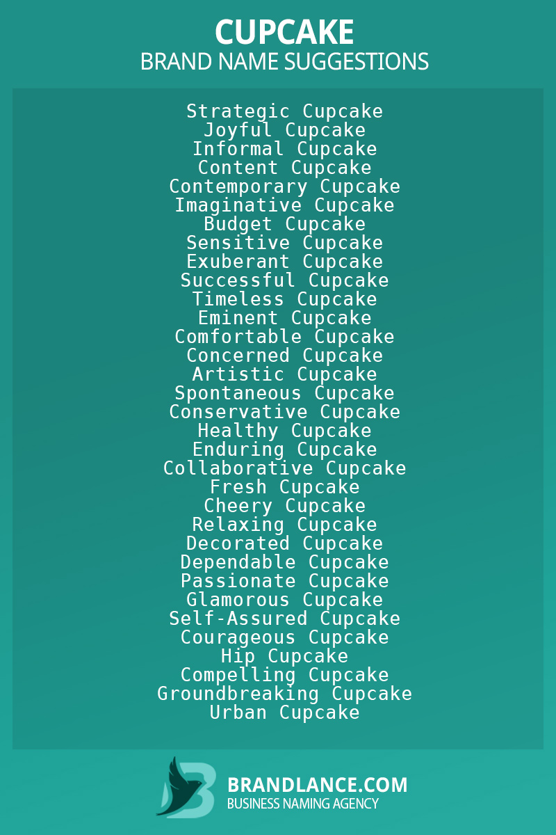 List of brand name ideas for newCupcakecompanies