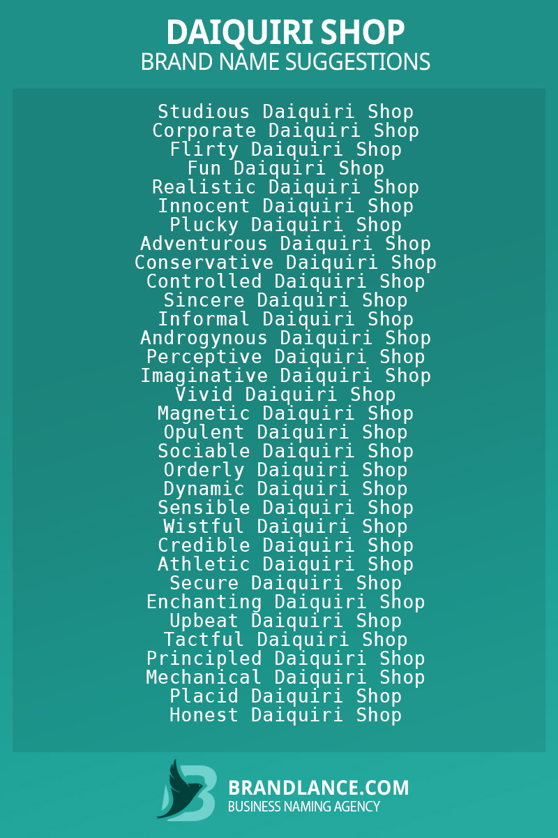 List of brand name ideas for newDaiquiri shopcompanies