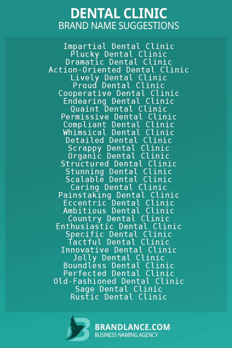 List of brand name ideas for newDental cliniccompanies