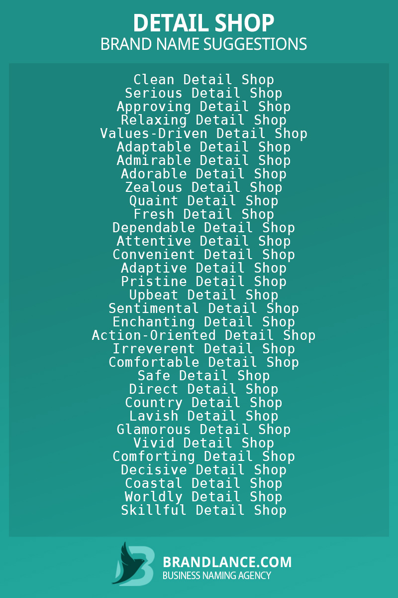 List of brand name ideas for newDetail shopcompanies