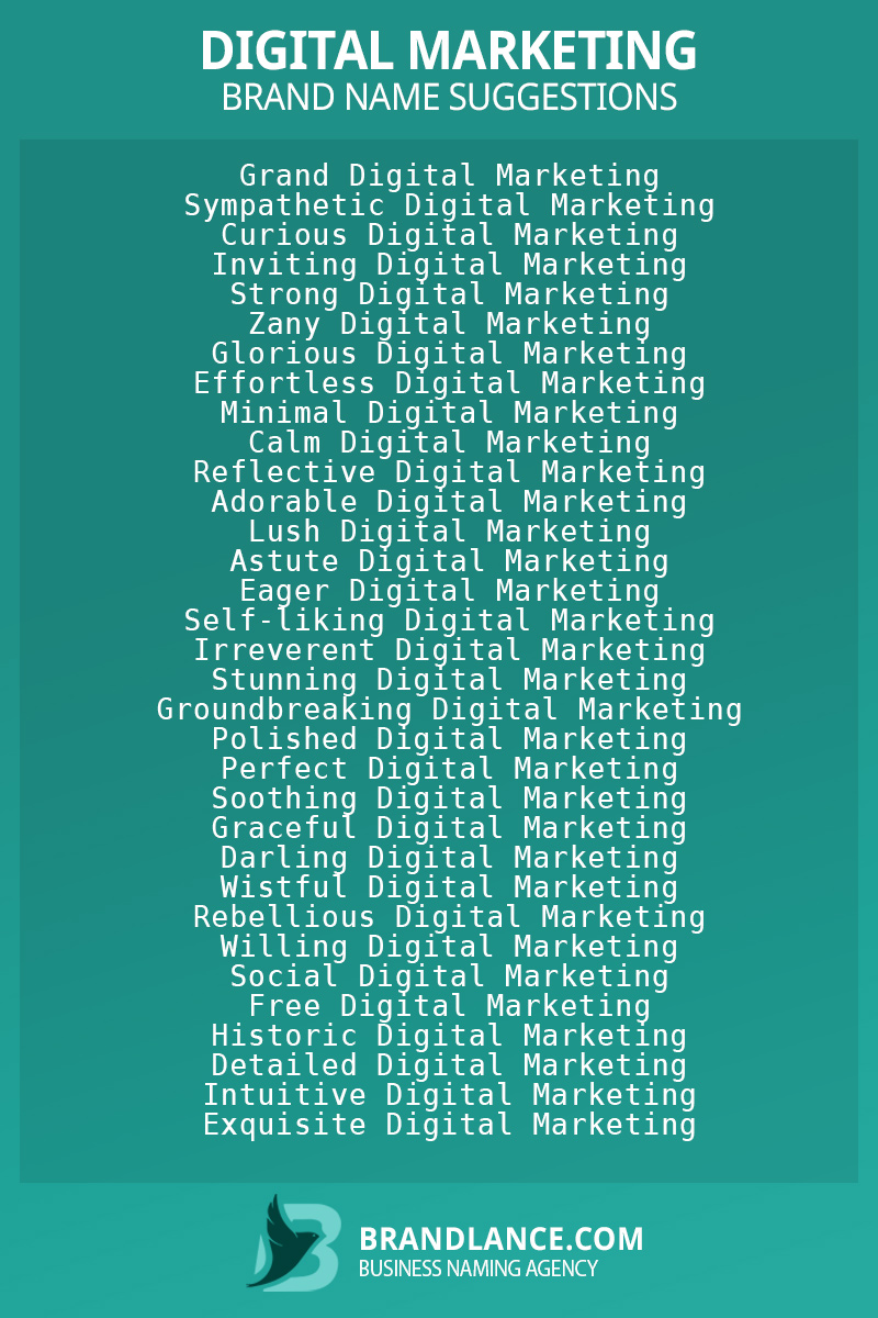 List of brand name ideas for newDigital marketingcompanies