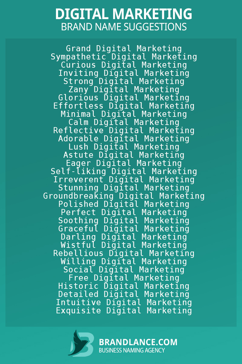 List Of Digital Marketing Brand Names 