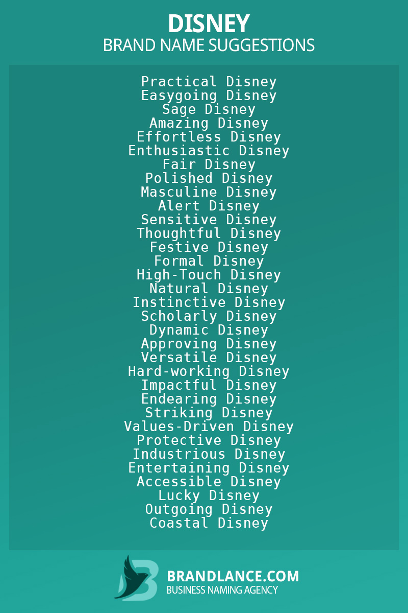 List of brand name ideas for newDisneycompanies