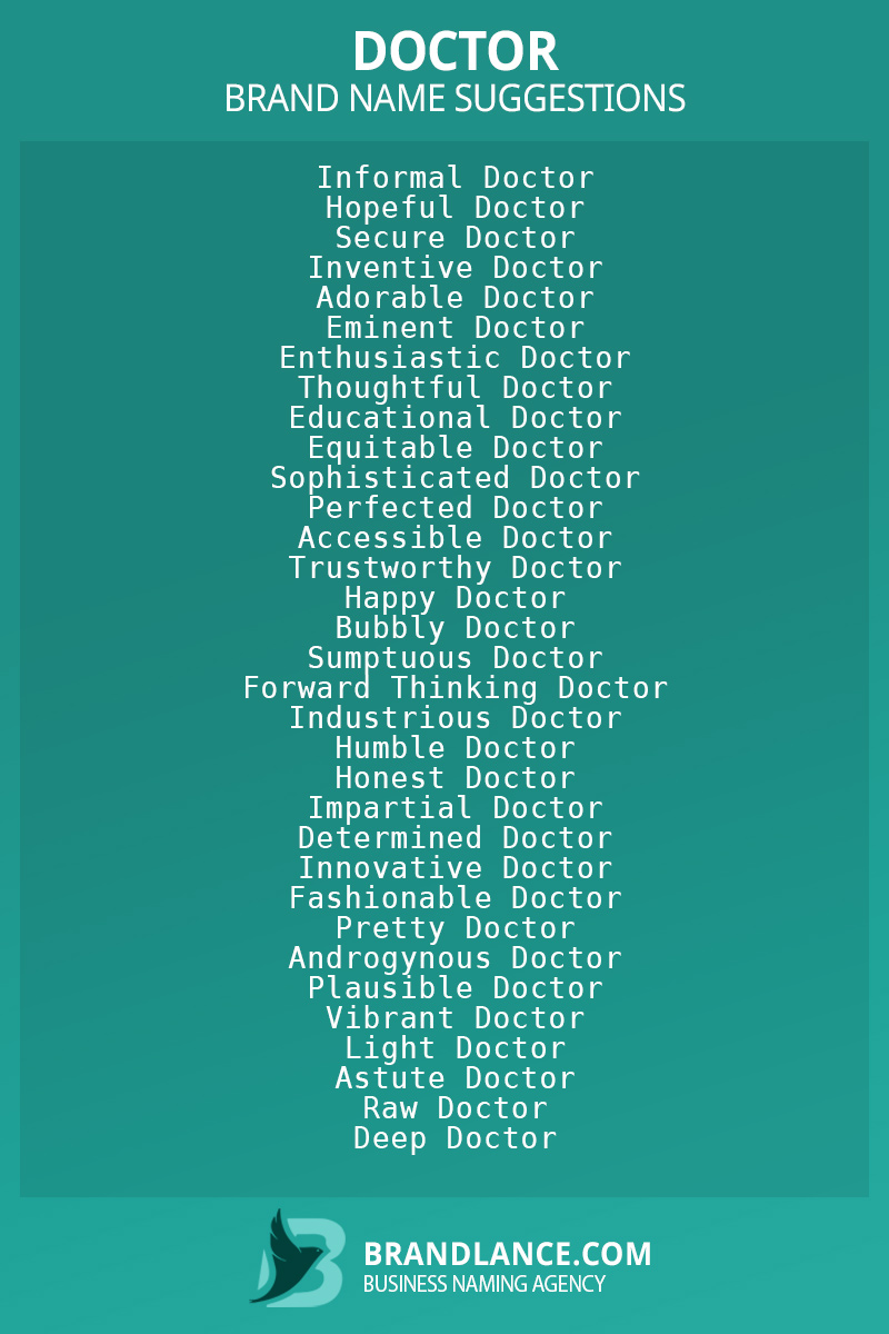 List of brand name ideas for newDoctorcompanies