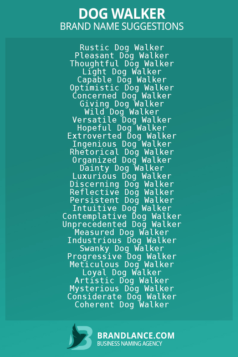 List of brand name ideas for newDog walkercompanies