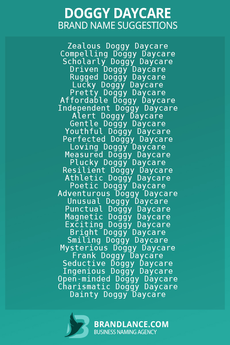 List of brand name ideas for newDoggy daycarecompanies