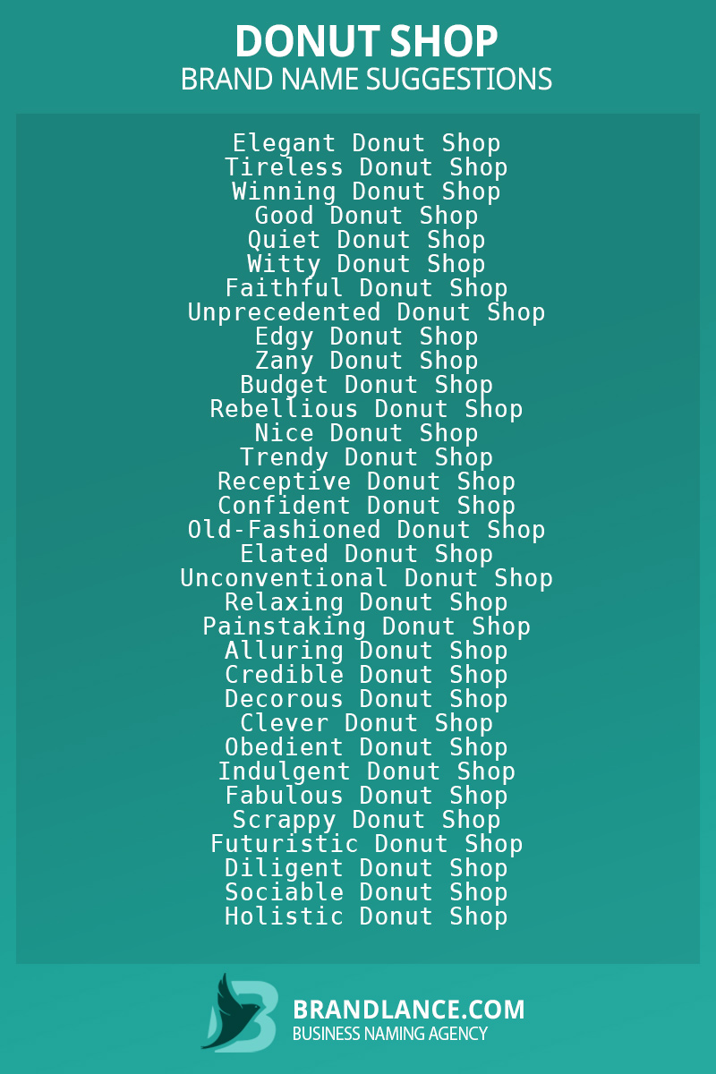 List of brand name ideas for newDonut shopcompanies