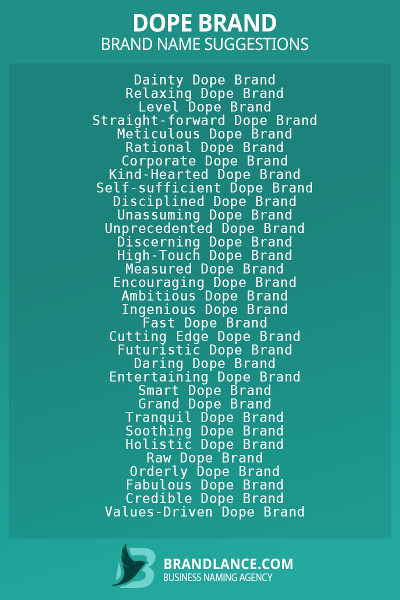 List of brand name ideas for newDope brandcompanies