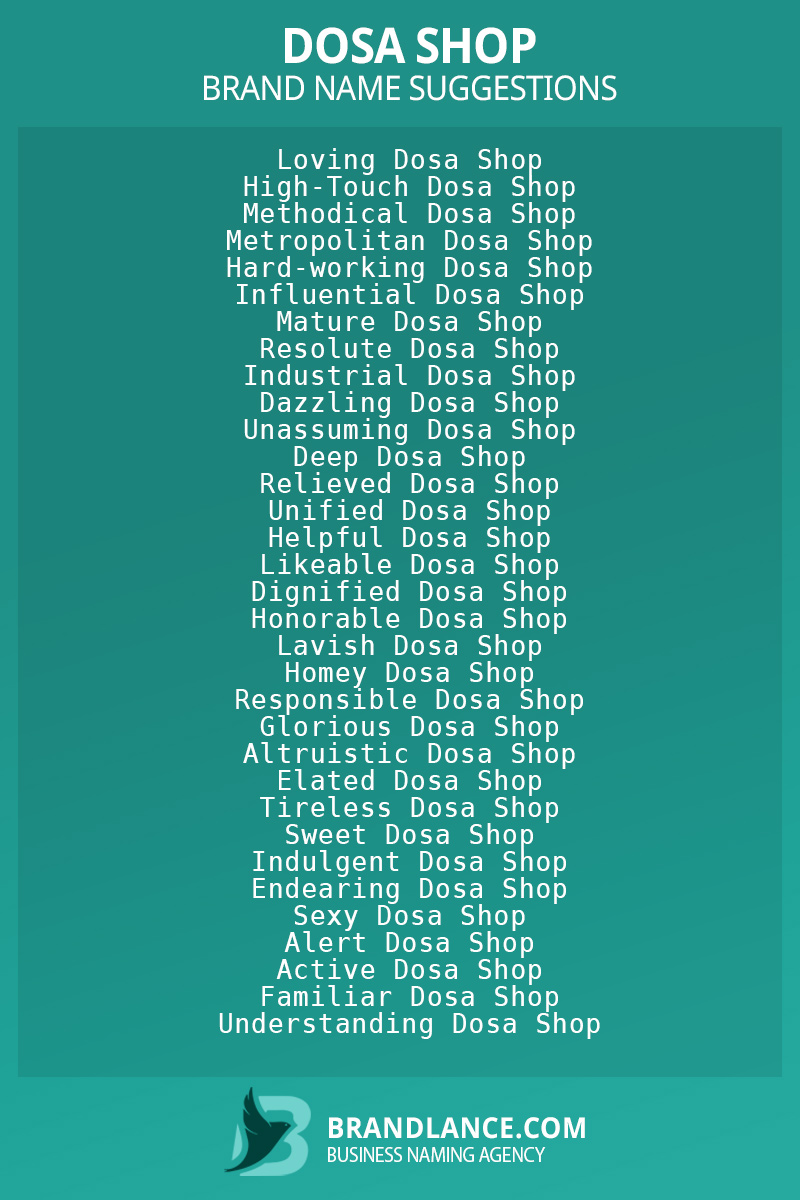 List of brand name ideas for newDosa shopcompanies