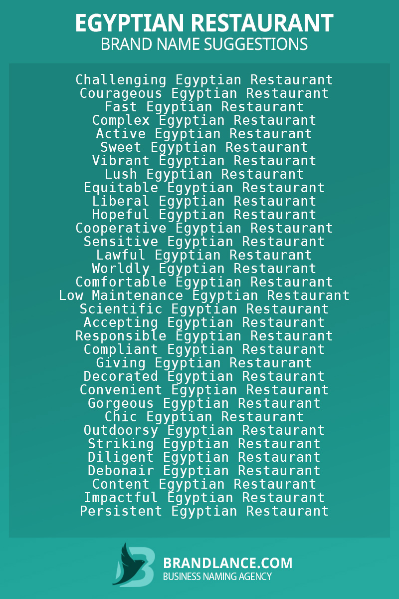 List of brand name ideas for newEgyptian restaurantcompanies