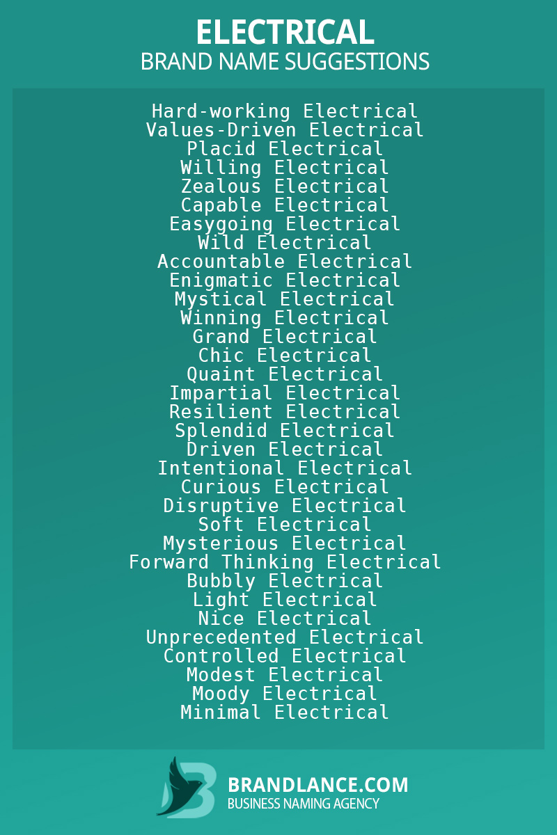 List of brand name ideas for newElectricalcompanies