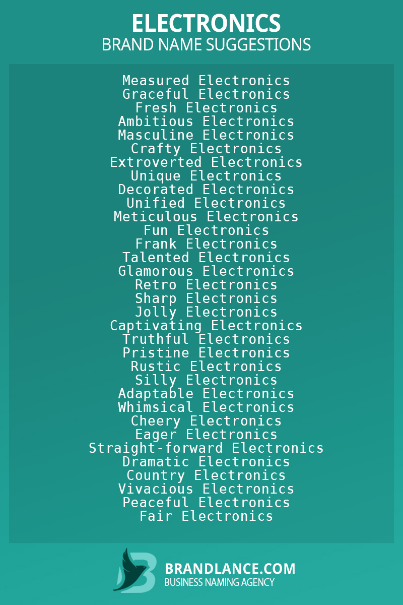 List of brand name ideas for newElectronicscompanies