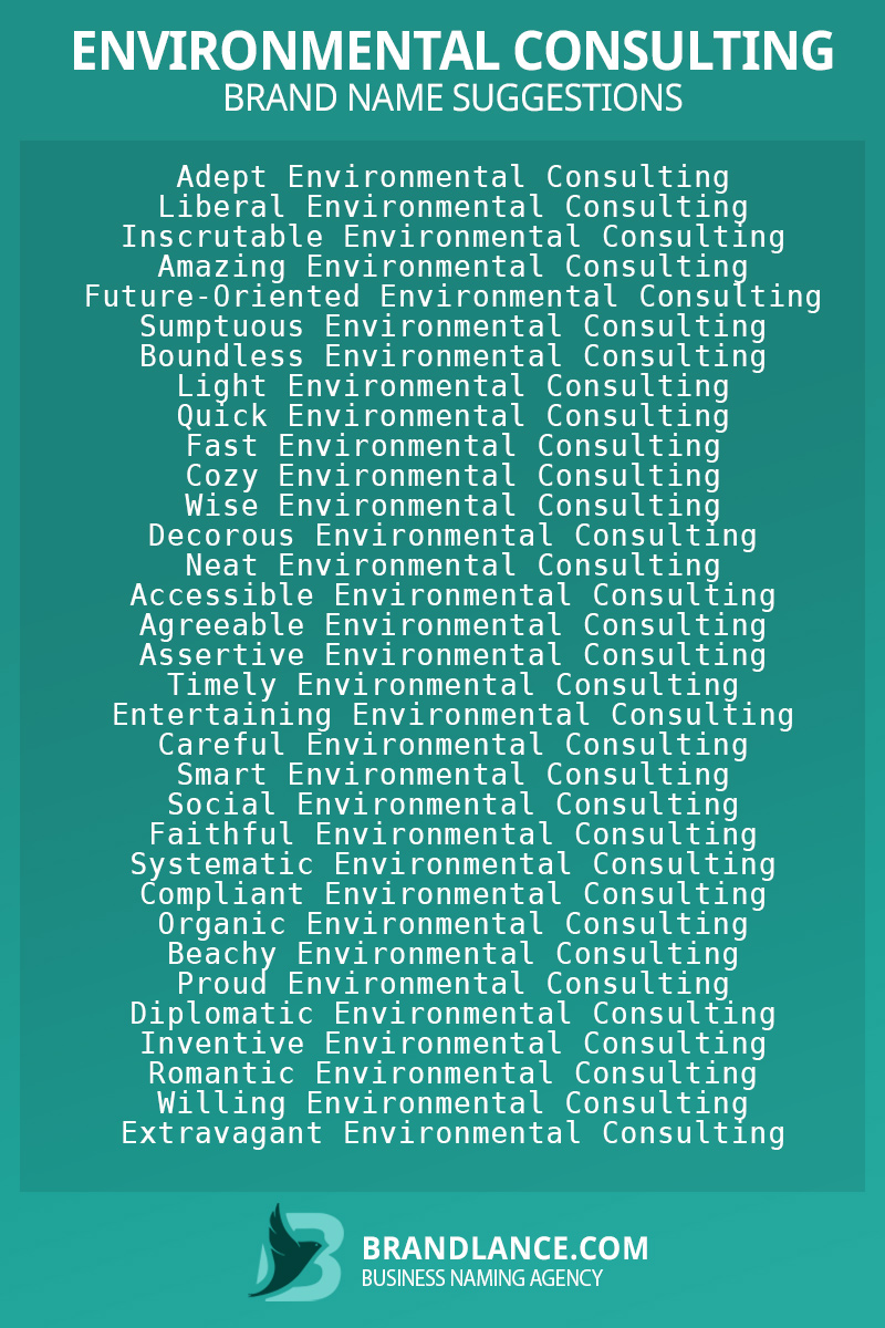 List of brand name ideas for newEnvironmental consultingcompanies