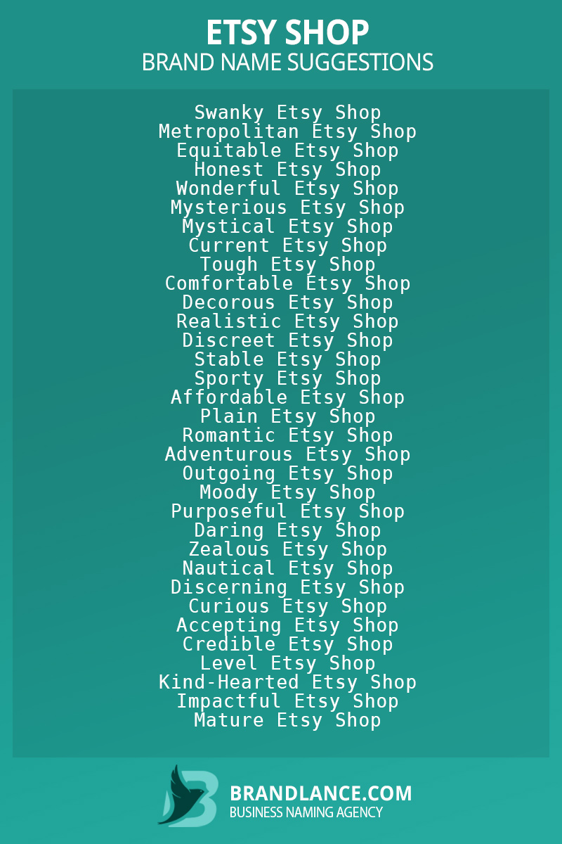 List of brand name ideas for newEtsy shopcompanies