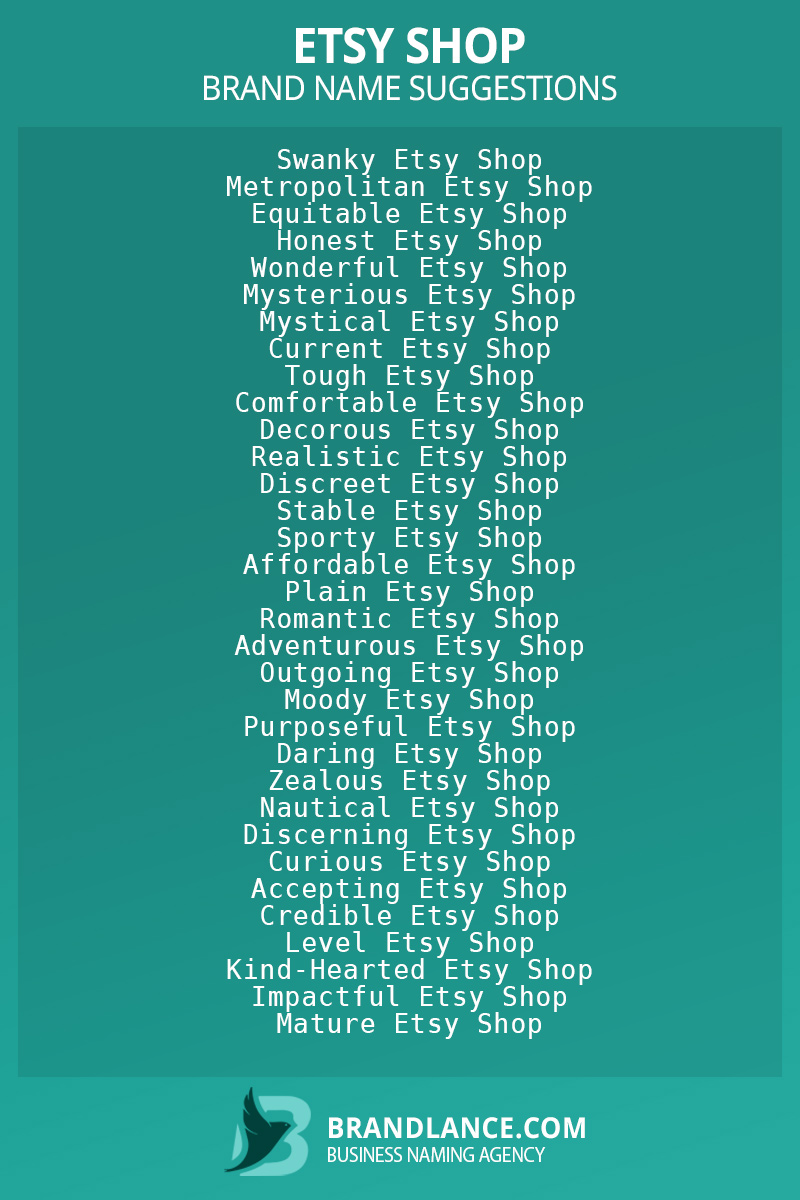 List Of Etsy Shop Brand Names 