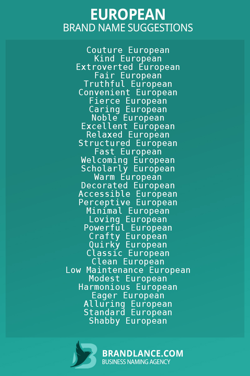 List of brand name ideas for newEuropeancompanies