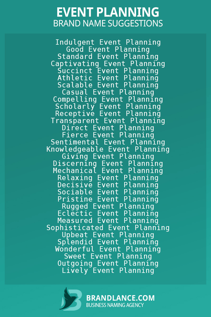 List of brand name ideas for newEvent planningcompanies