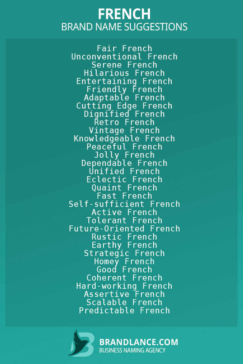 List of brand name ideas for newFrenchcompanies
