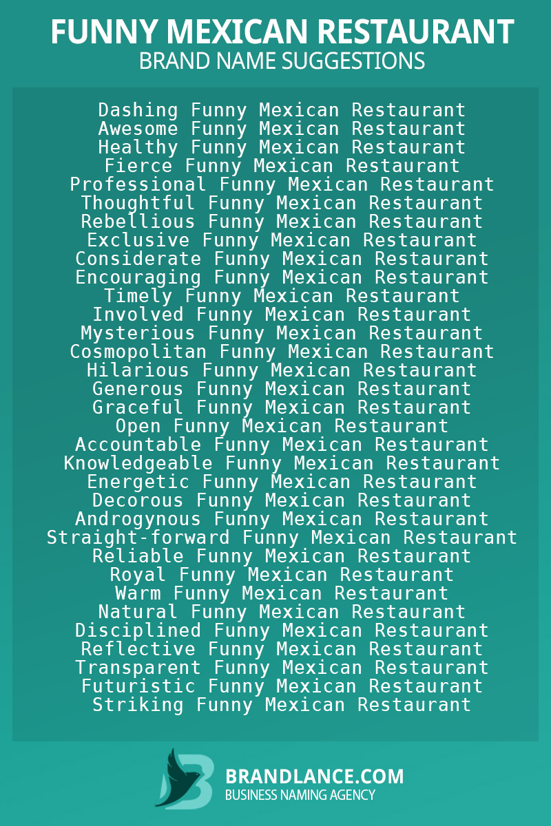 List of brand name ideas for newFunny mexican restaurantcompanies