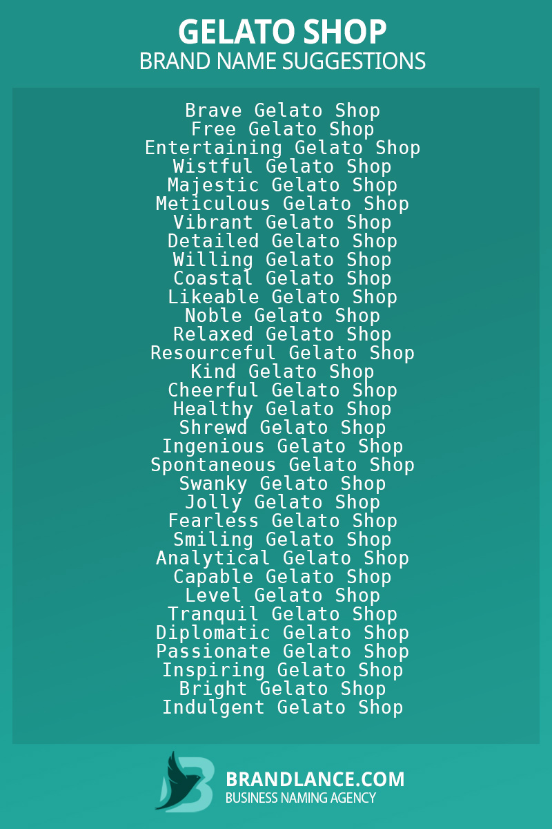 List of brand name ideas for newGelato shopcompanies
