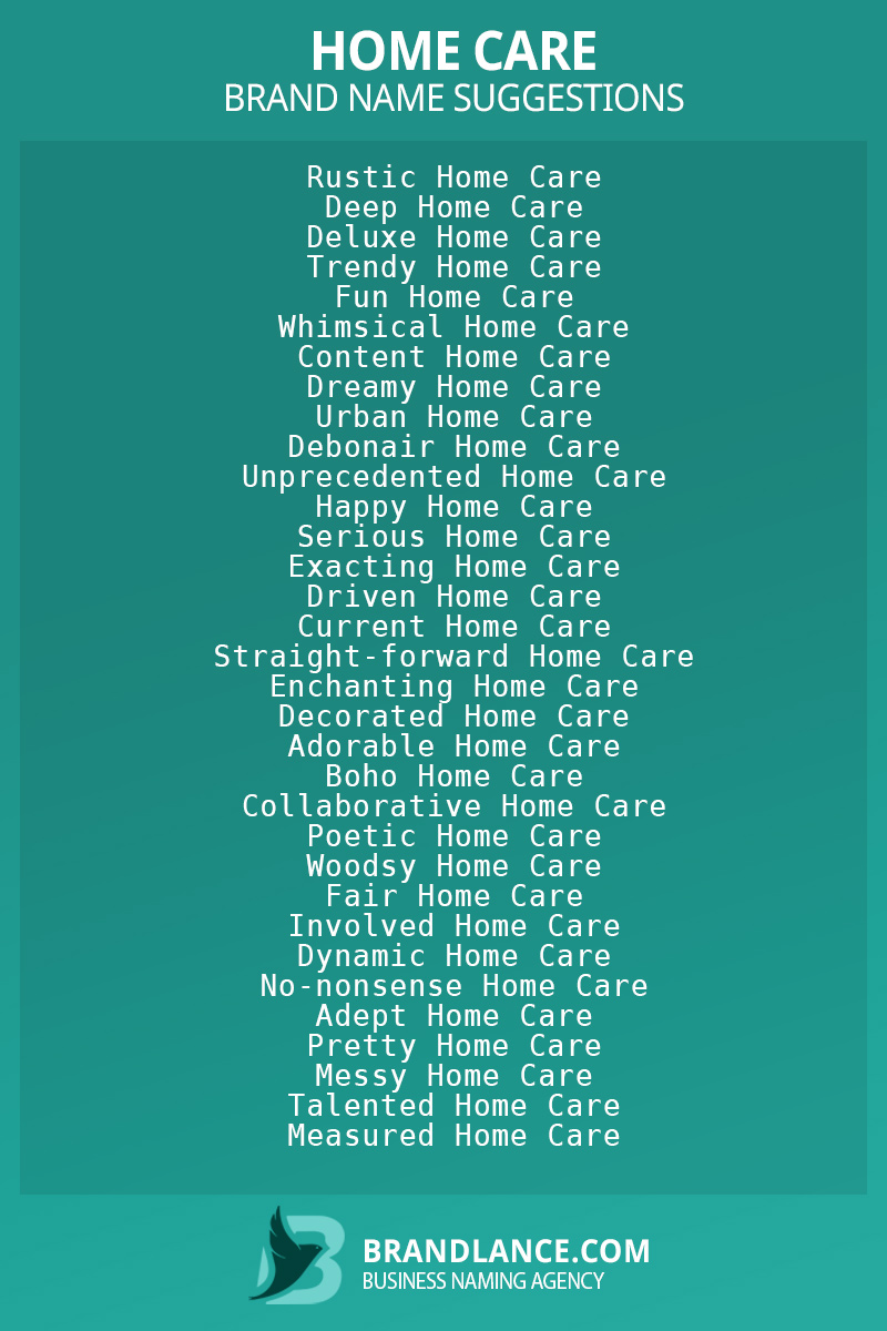 List of brand name ideas for newHome carecompanies