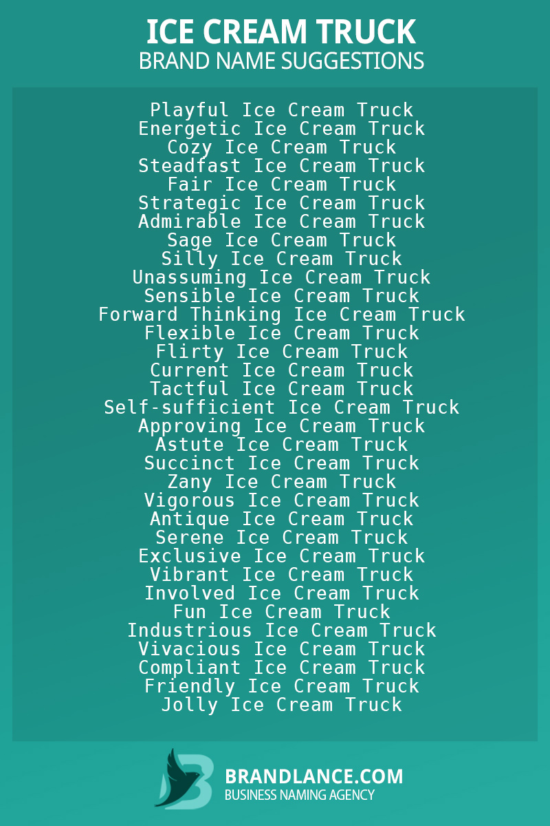 List of brand name ideas for newIce cream truckcompanies