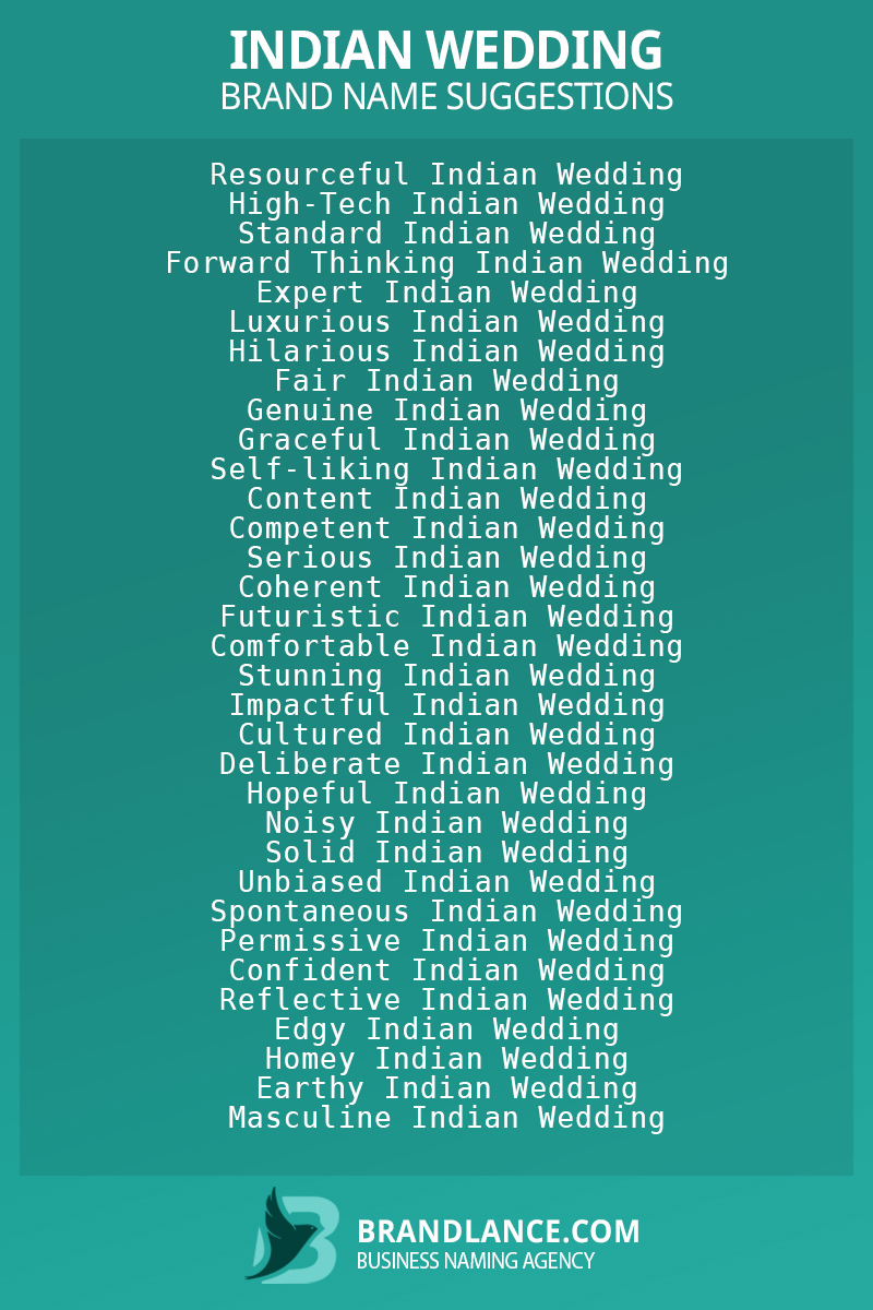 List of brand name ideas for newIndian weddingcompanies