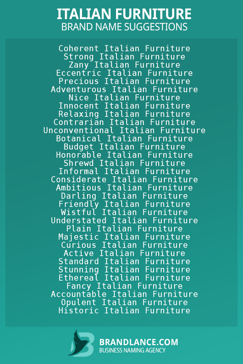 List of brand name ideas for newItalian furniturecompanies