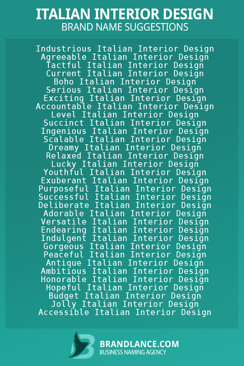 List of brand name ideas for newItalian interior designcompanies