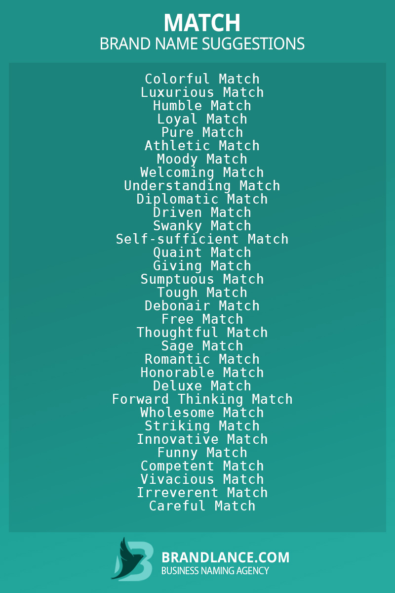 List of brand name ideas for newMatchcompanies
