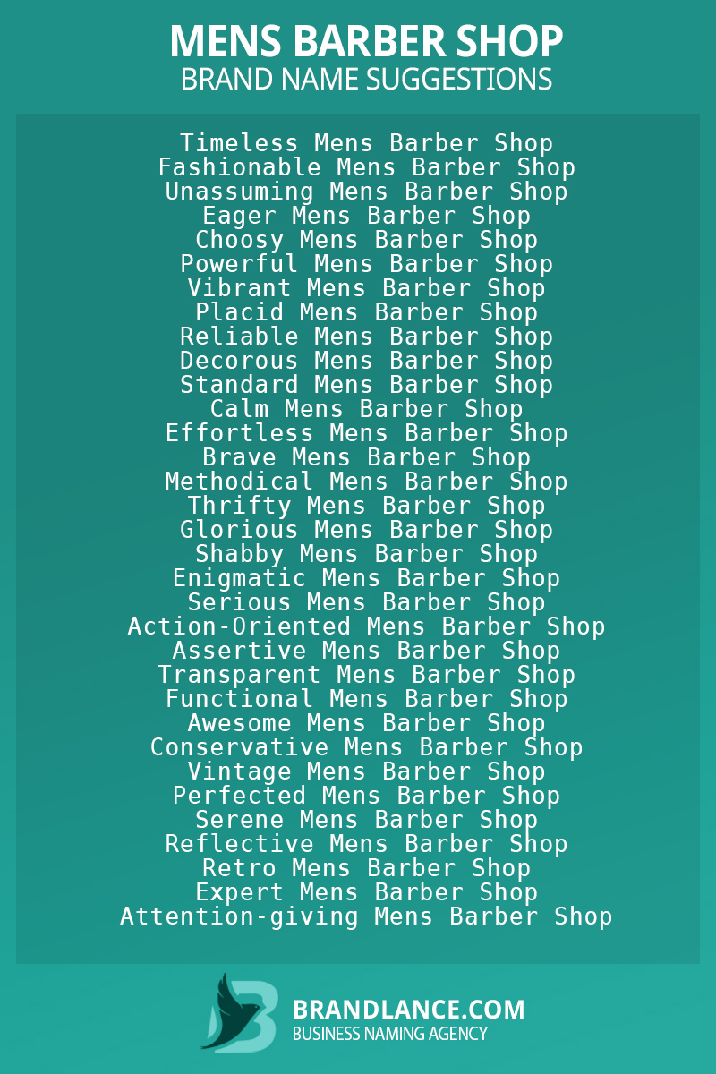 List of brand name ideas for newMens barber shopcompanies