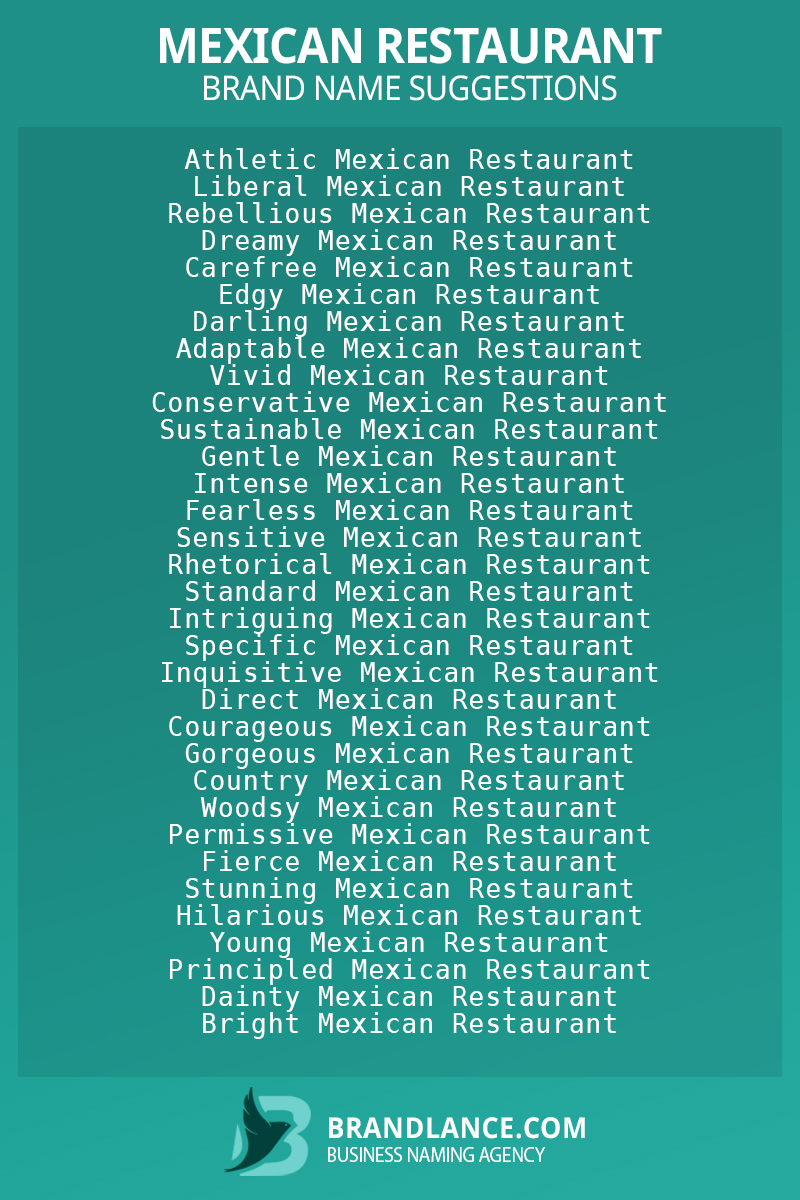 List of brand name ideas for newMexican restaurantcompanies