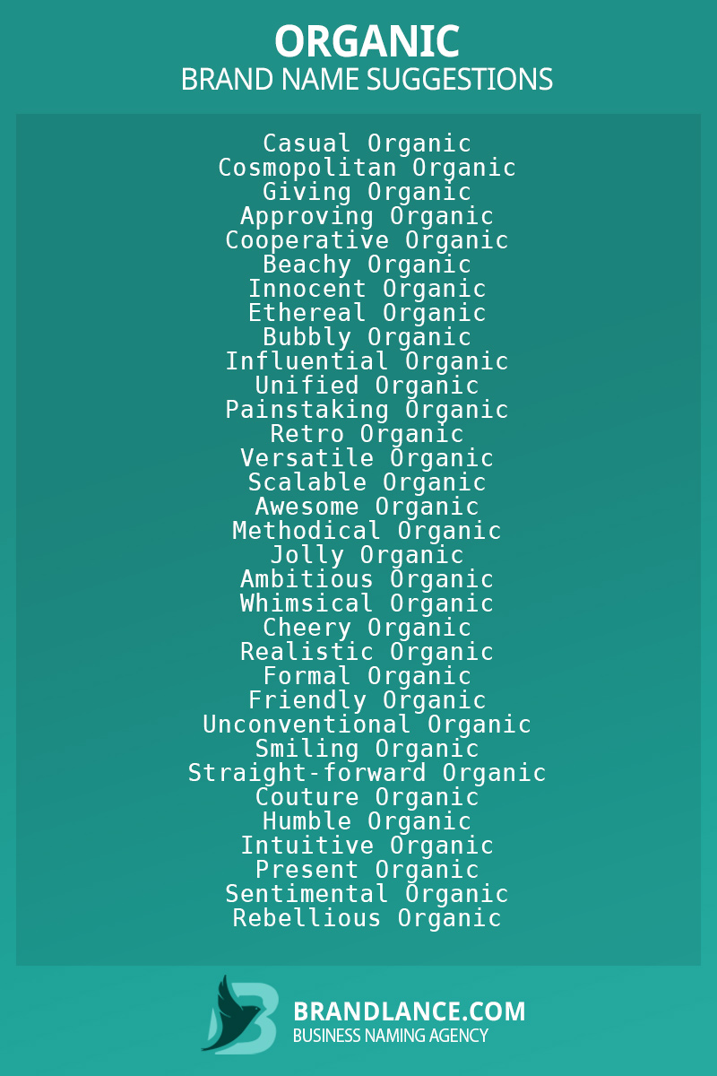 Name Suggestions For Organic Products