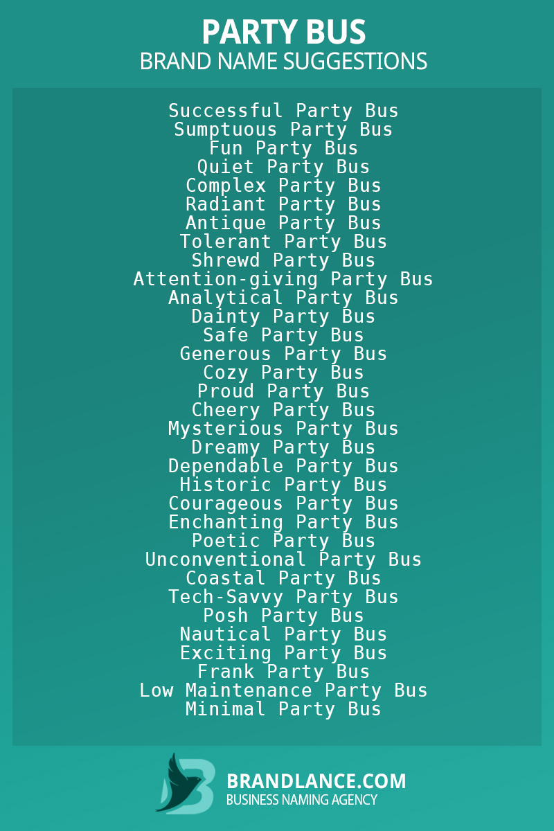 List of brand name ideas for newParty buscompanies