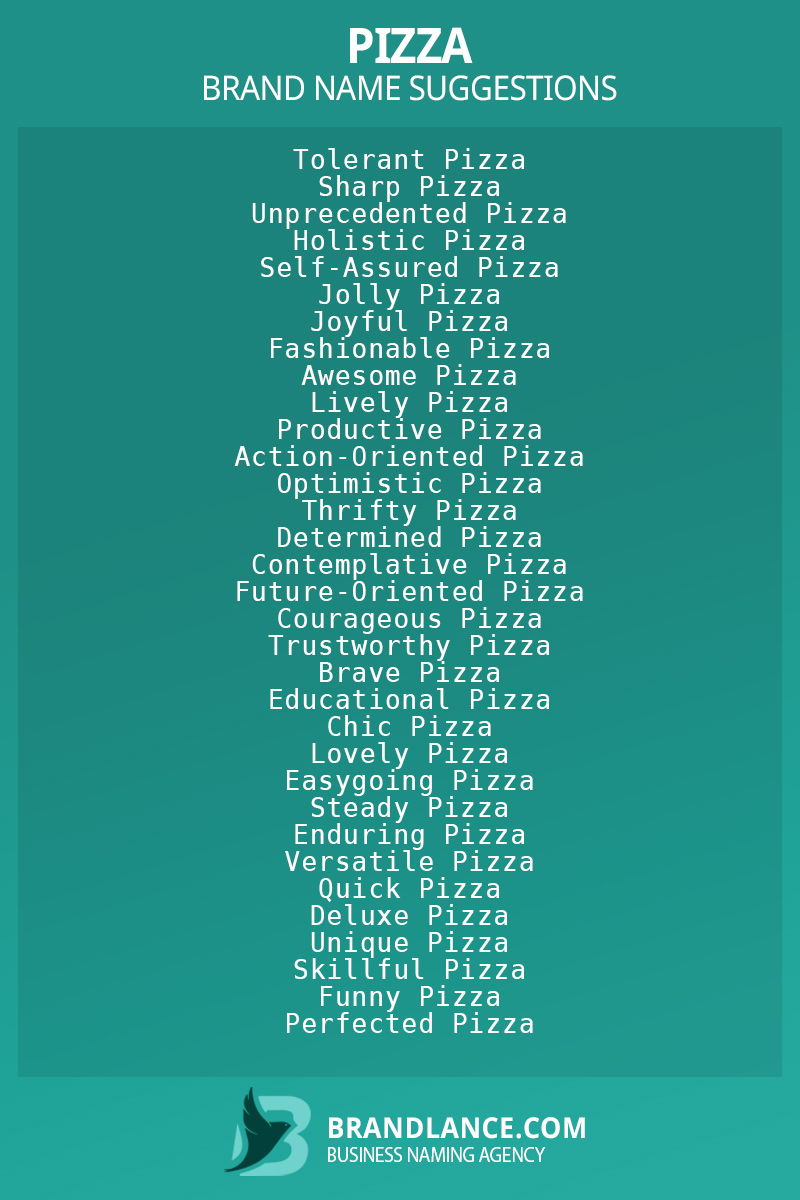 List of brand name ideas for newPizzacompanies