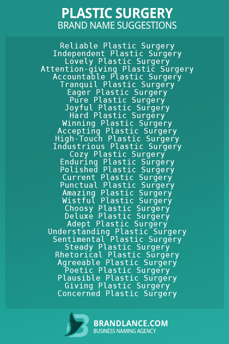 List of brand name ideas for newPlastic surgerycompanies
