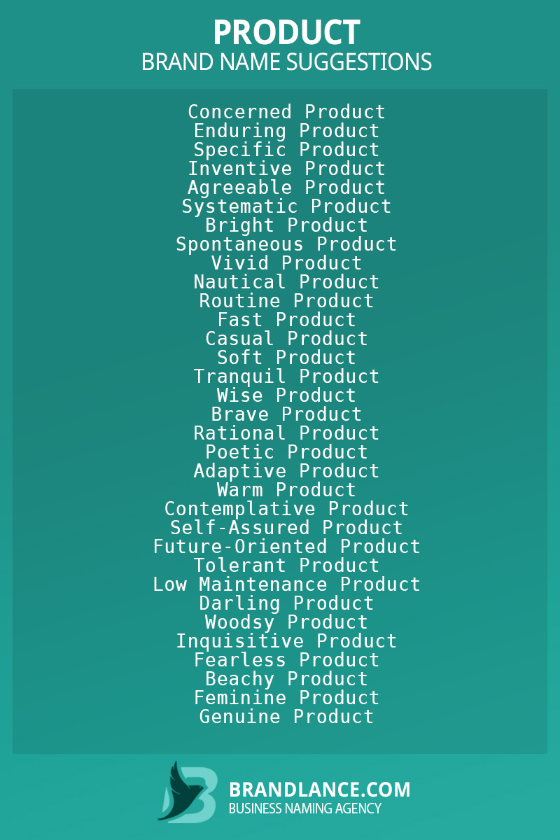 Product brand on sale name list