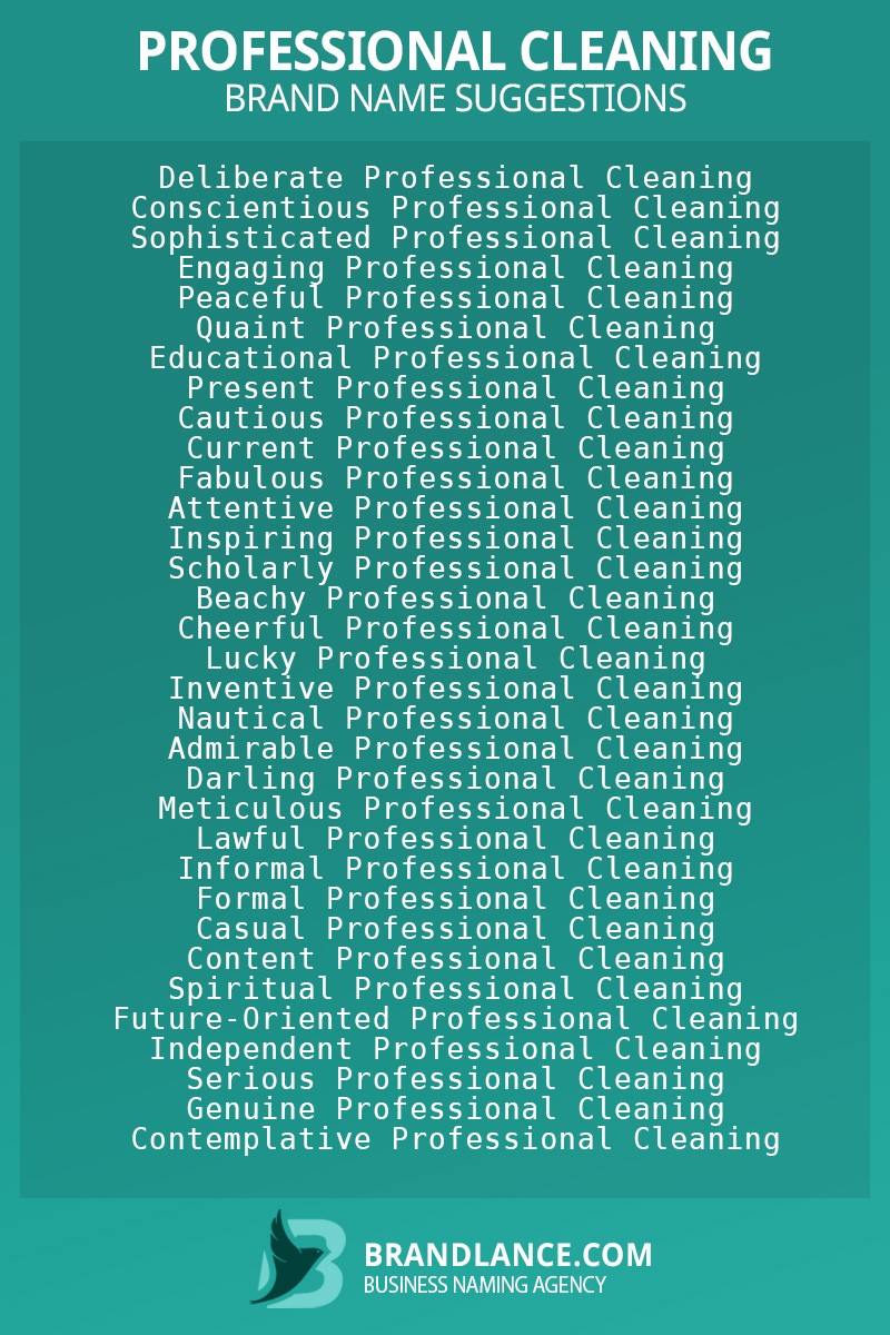 List of brand name ideas for newProfessional cleaningcompanies
