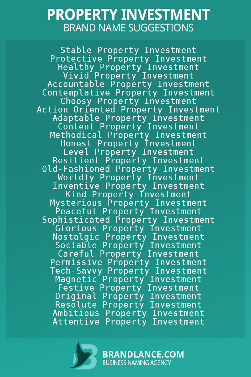 List of brand name ideas for newProperty investmentcompanies